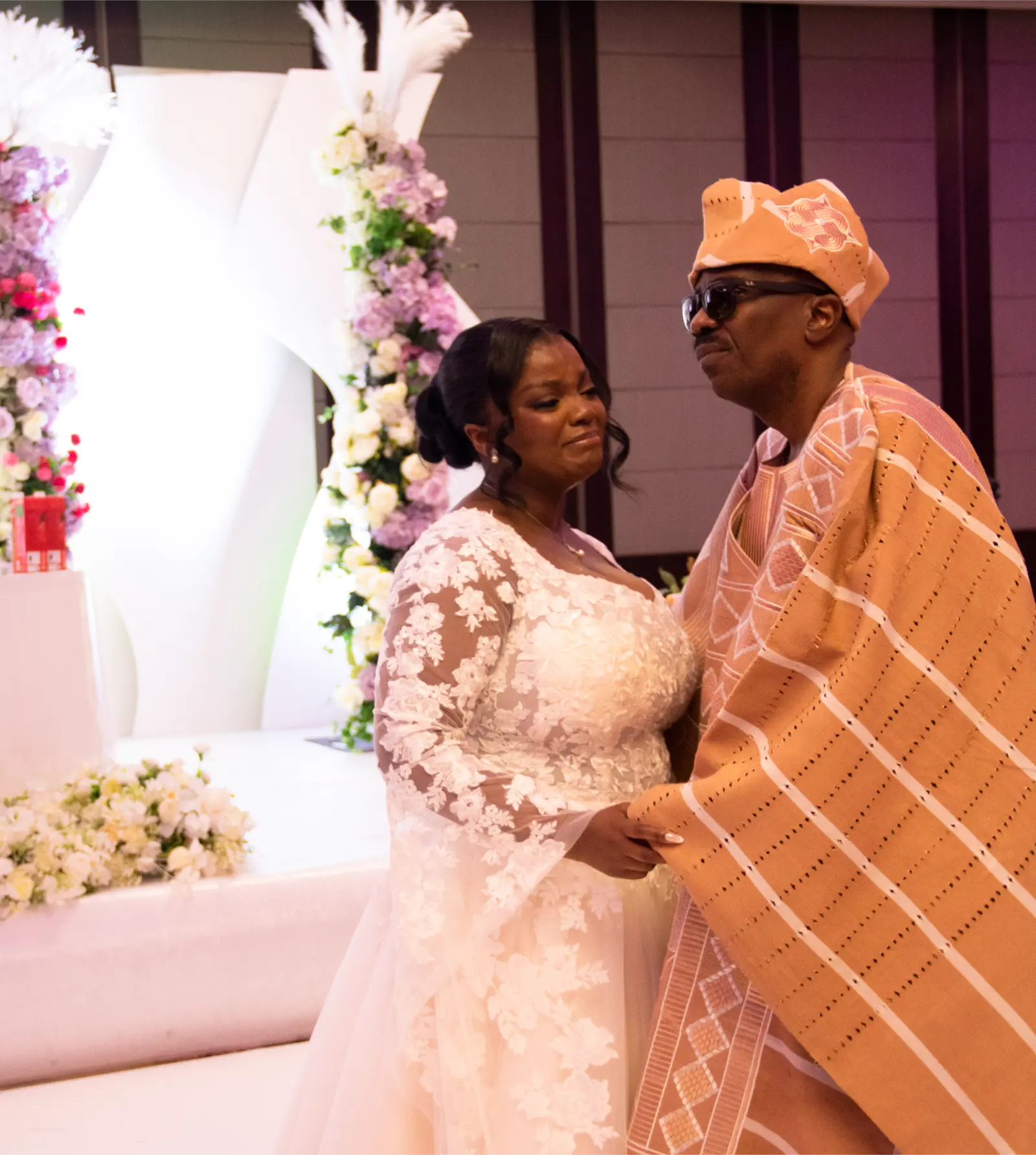 an emotional bride and her father dacing